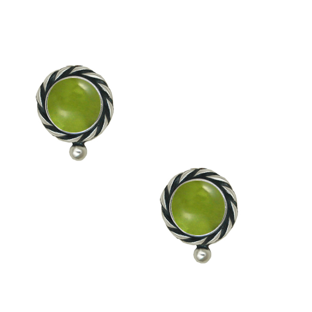 Sterling Silver Peridot Post Stud Earrings